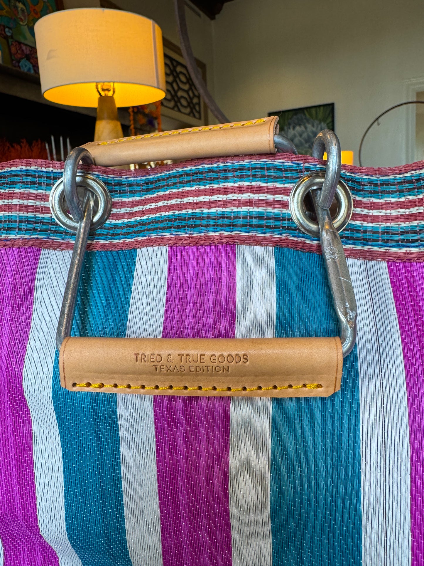 Striped Bag -Green & Pink