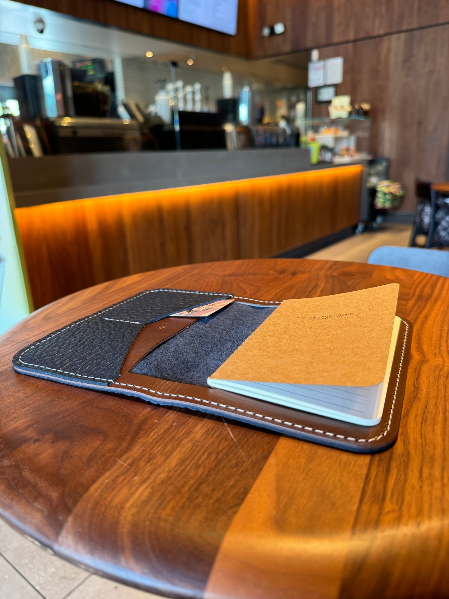 Leather Passport Bifold Blue Bison