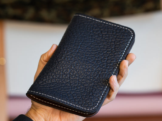 Leather Passport Bifold Blue Bison