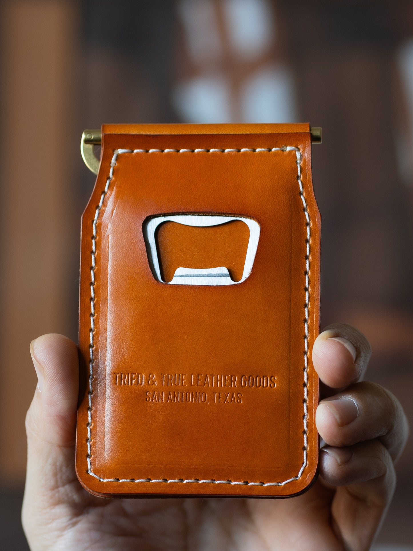 Wingman Pop-A-Top Leather & Brass Wallet