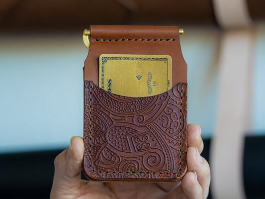 Paisley Wingman Leather and Brass Wallet