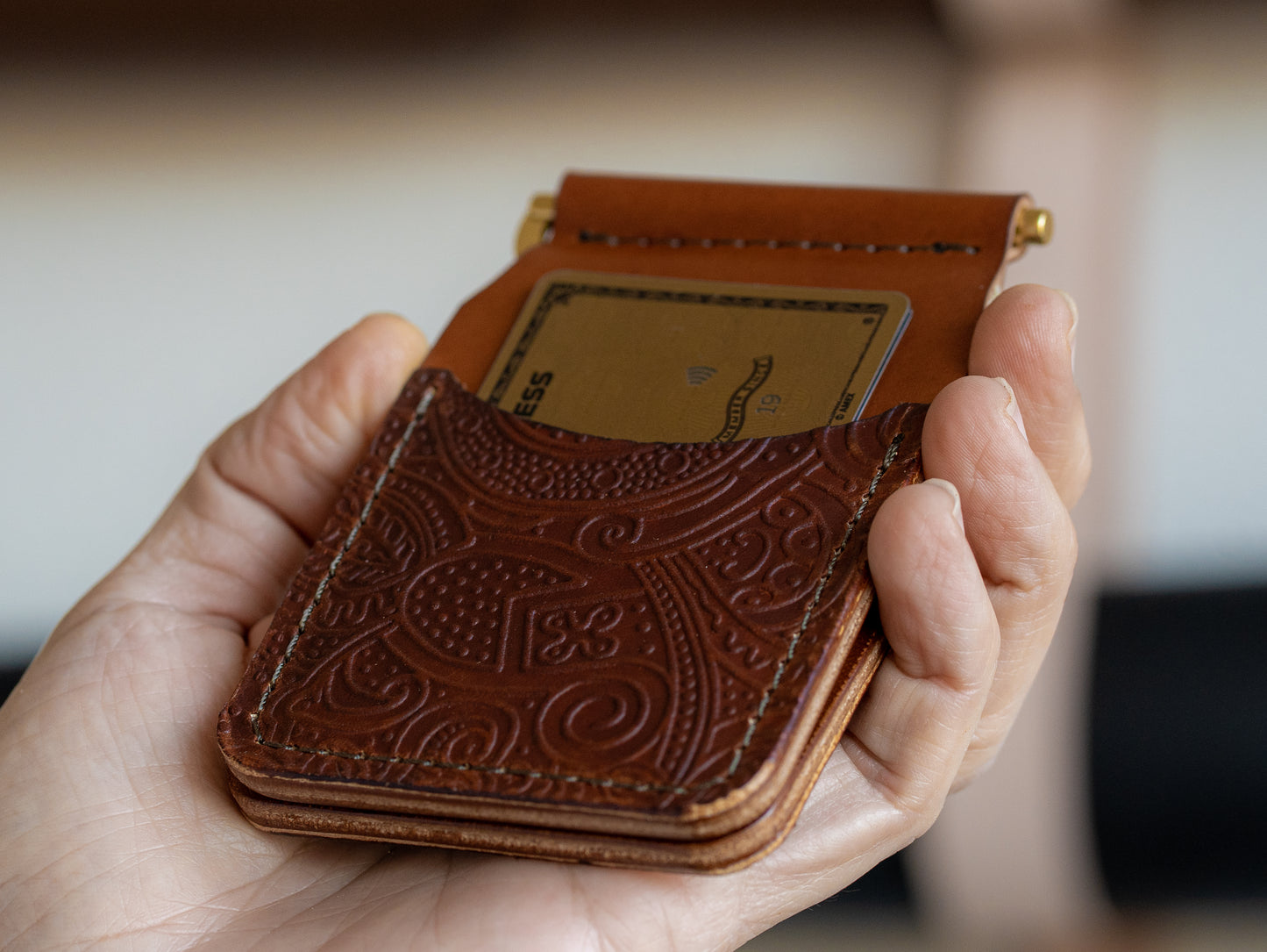 Paisley Wingman Leather and Brass Wallet